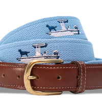 American Made Light Blue Embroidered Belt – Skiff Dogs Cotton Belt | Bird Dog Bay