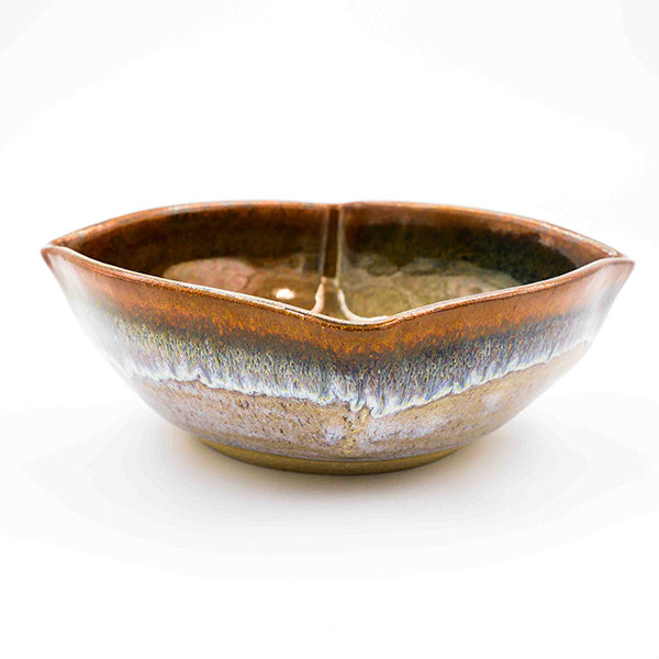 Small square stoneware bowl with brown glaze handmade by Allison Morrissey