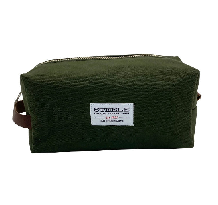 Steele Canvas Dopp Kit – Olive Canvas & Brown Leather | Made in USA Travel Toiletry Bag