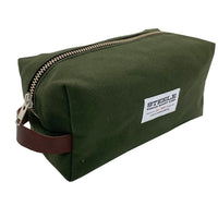 Steele Canvas Dopp Kit – Olive Canvas & Brown Leather | Made in USA Travel Toiletry Bag