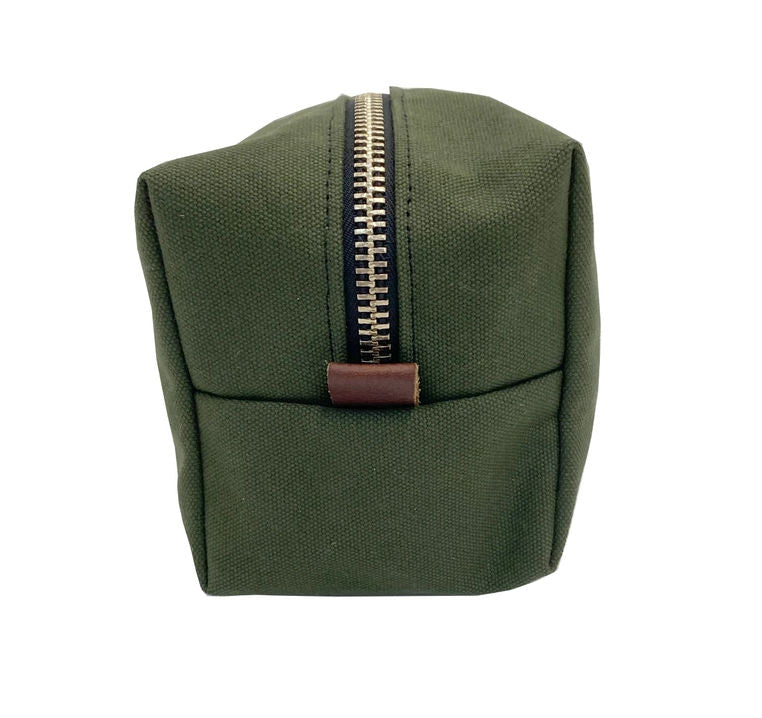 Steele Canvas Dopp Kit – Olive Canvas & Brown Leather | Made in USA Travel Toiletry Bag