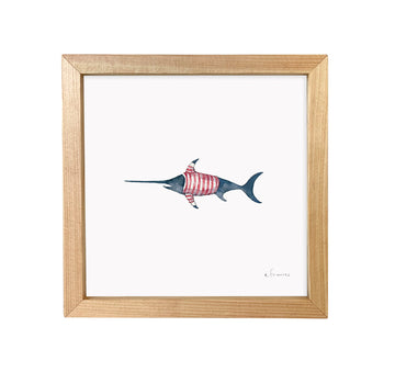 Stripey Swordfish Little Print | Framed Art Print