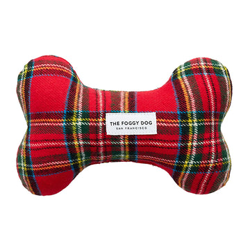 Tartan Plaid Dog Bone Squeaky Toy