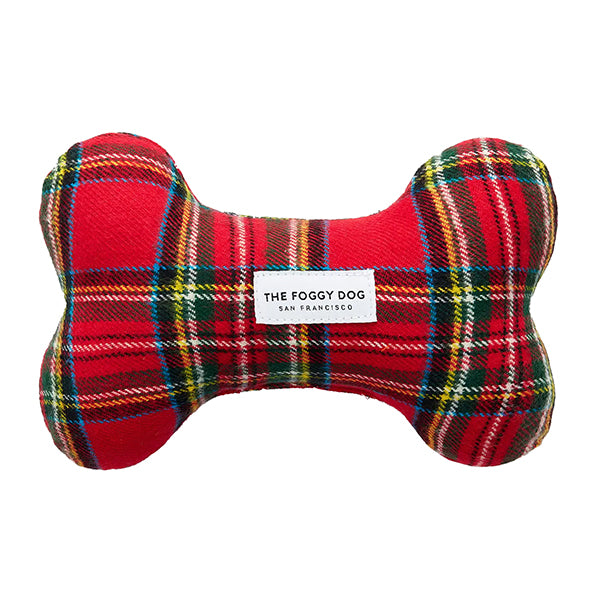 Tartan Plaid Dog Bone Squeaky Toy