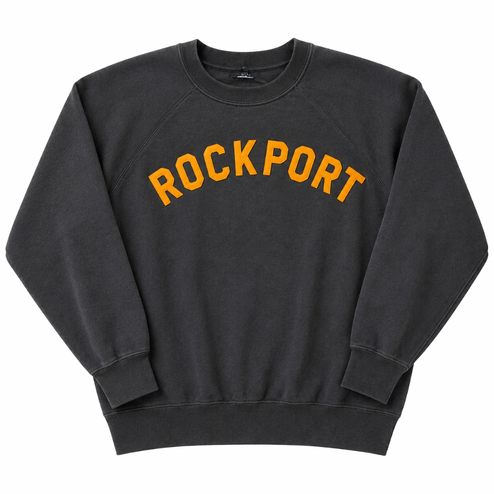 Vintage Rockport Sweatshirt – Dark Gray & Orange Letters | Gym Class Surfers - M