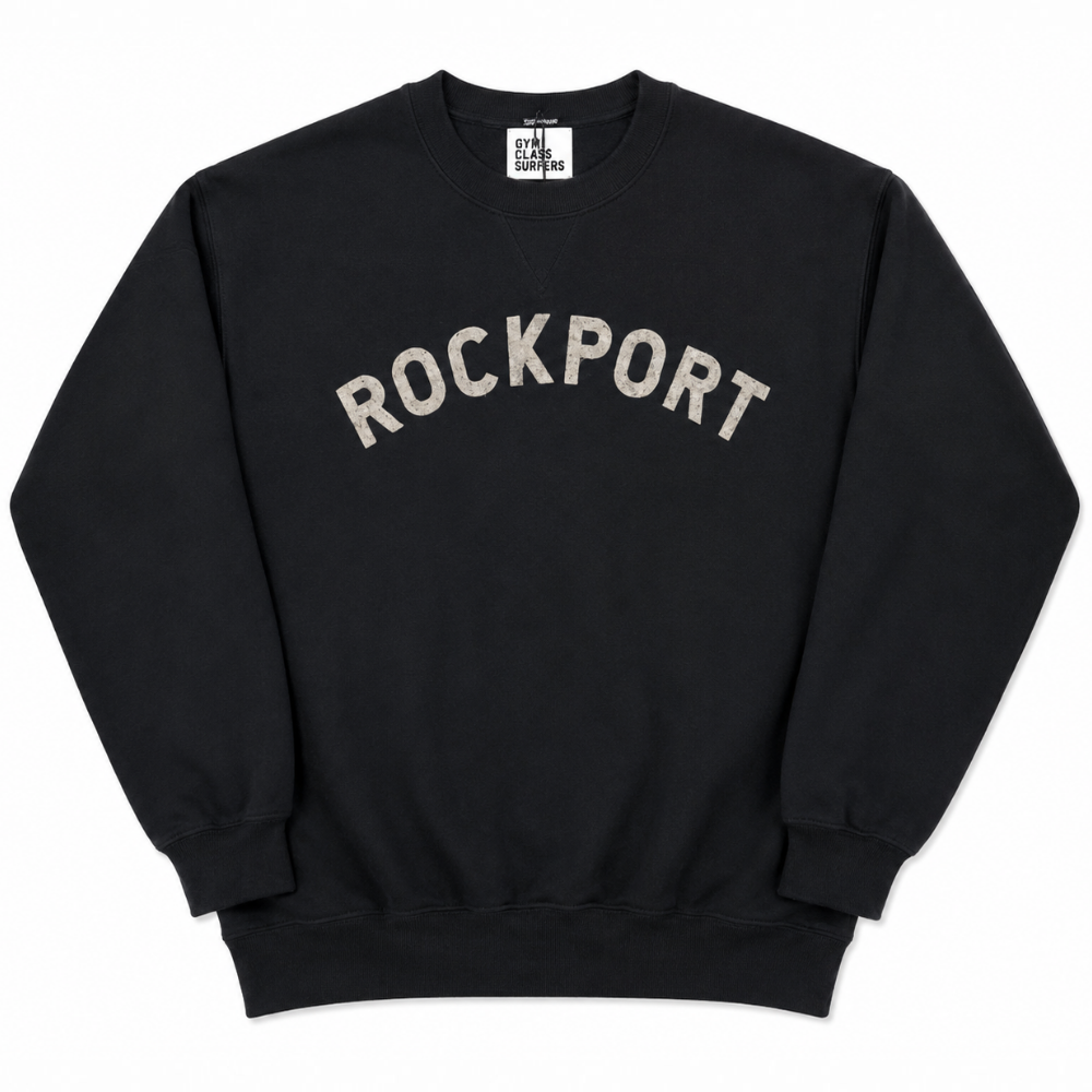 Vintage Rockport Sweatshirt – Navy Gray Letters | Gym Class Surfers - XL