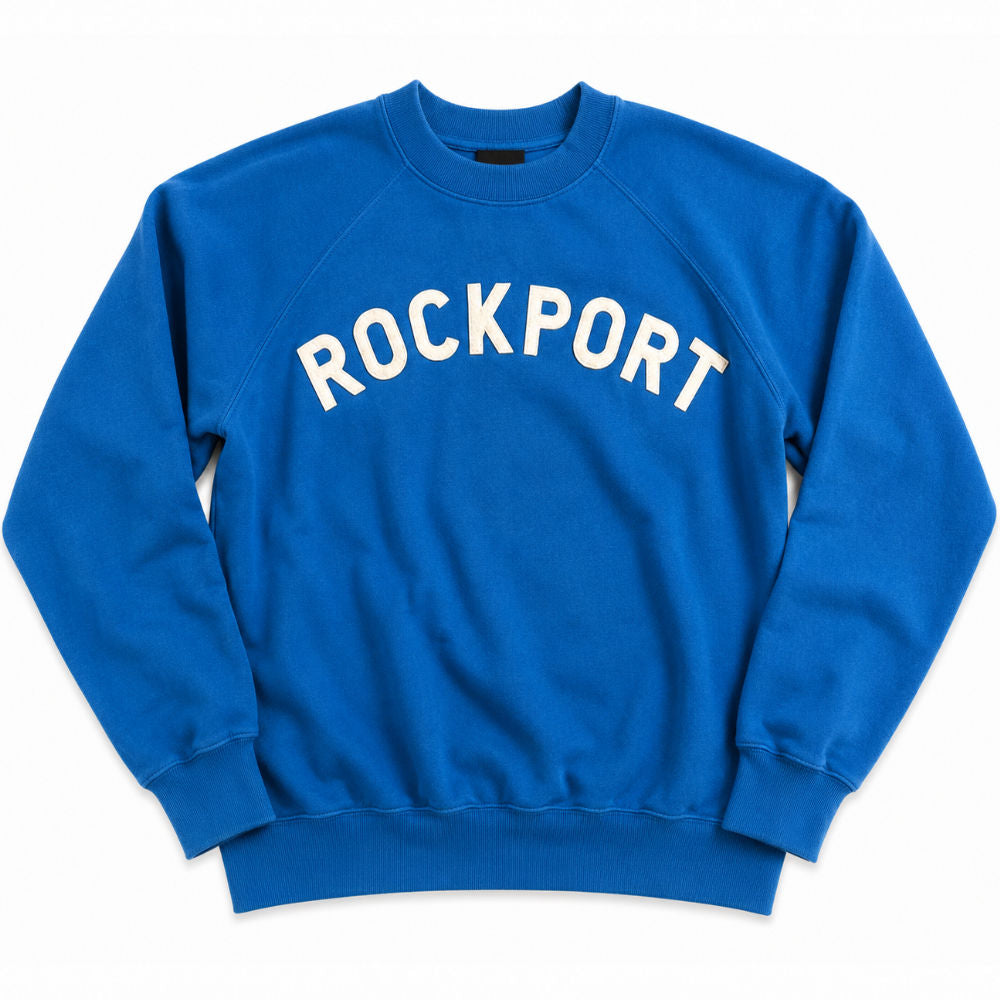 Vintage Rockport Sweatshirt – Regatta Blue Gray Letters | Gym Class Surfers - L