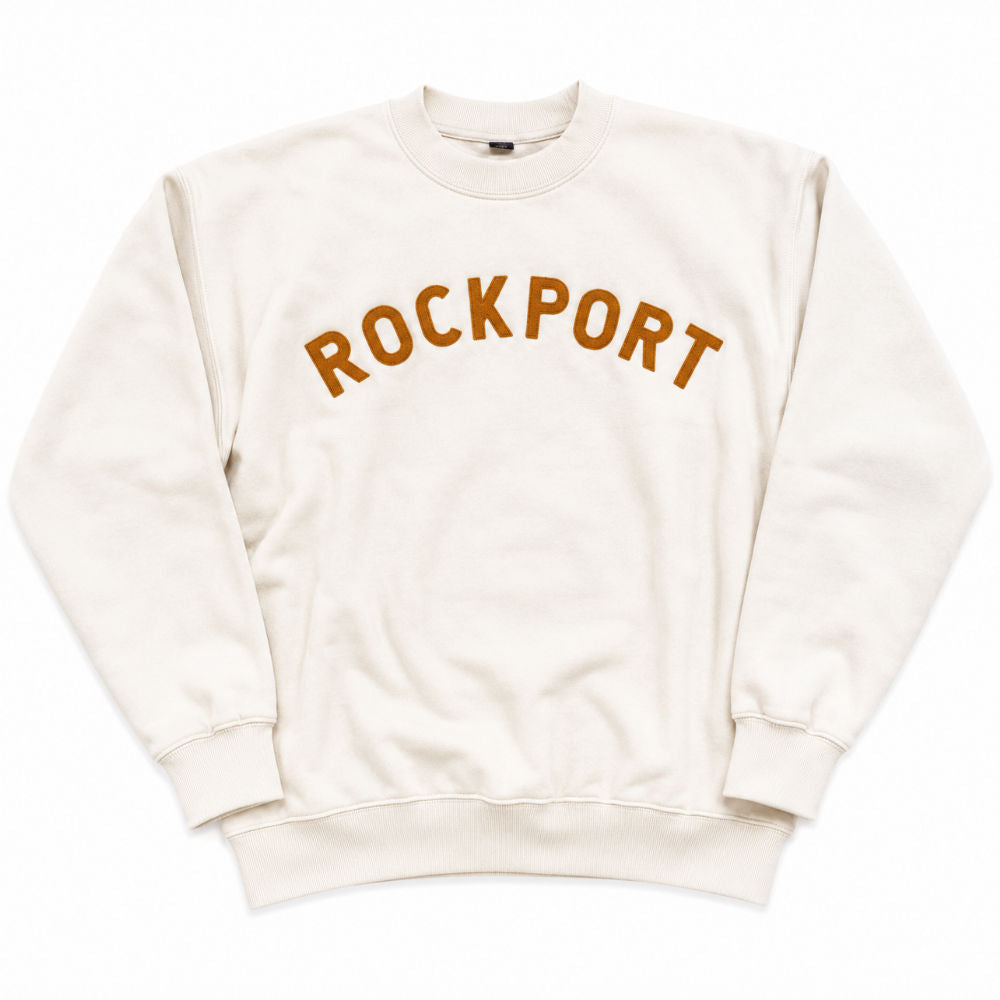 Vintage Rockport Sweatshirt – Cream & Rust Letters | Gym Class Surfers - XL