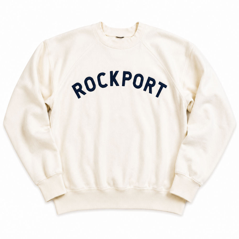 Vintage Rockport Sweatshirt – Cream Blue Letters | Gym Class Surfers - L