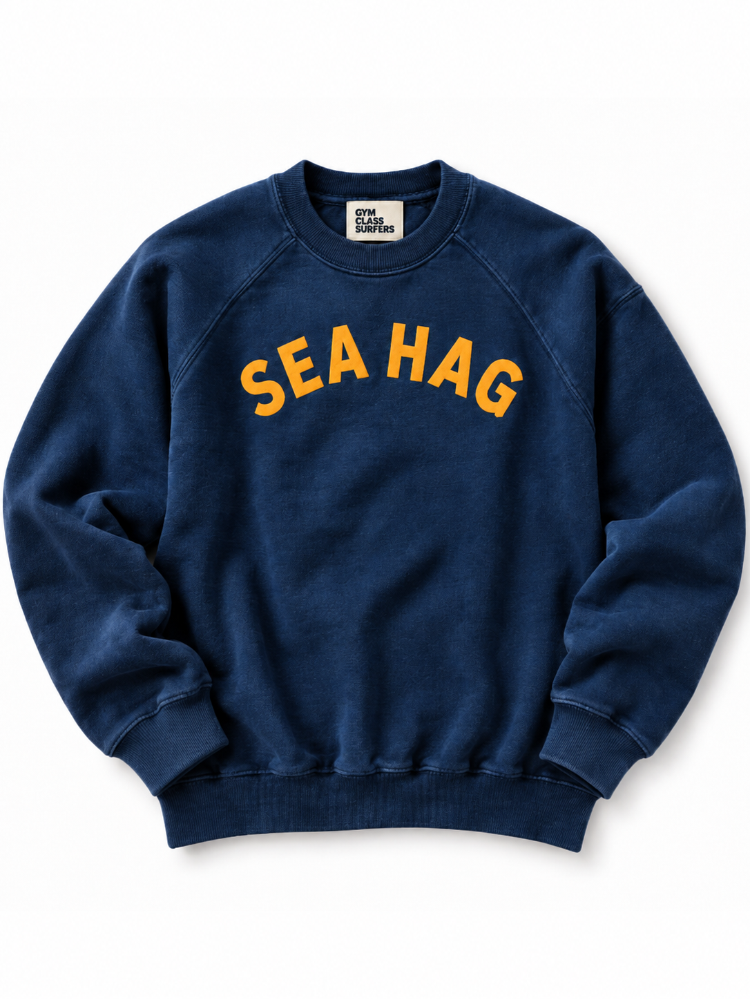 Vintage Sea Hag Crewneck – Navy & Golden Orange | Gym Class Surfers - XL