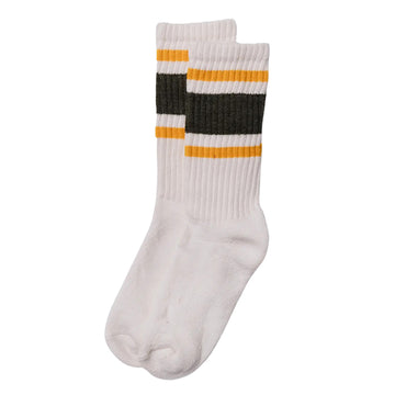 The Retro Stripe Socks- Olive/Gold (Unisex)