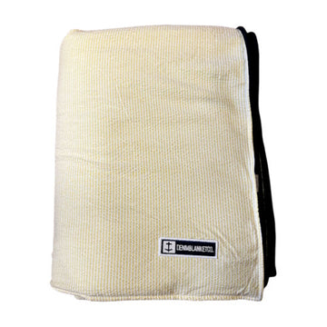 Yellow Seersucker Denim Blanket - Navy Fleece