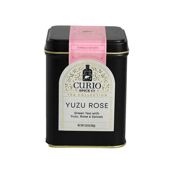 Curio Spice Co. Yuzu Rose Green Tea loose tea container