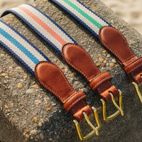American Made Woven Belt – Coral, Ivory & Navy Dockside Belt | Collared Greens