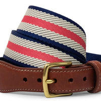 American Made Woven Belt – Coral, Ivory & Navy Dockside Belt | Collared Greens