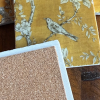 Golden Tapestry Marble Coasters (4x4”) – Vintage-Inspired Stone Tiles, Made in USA
