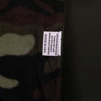 Inside view Denim Blanket Company army green blanket with cameo fleece lining