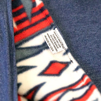 Denim Blanket Company classic jean denim blanket with southwestern print fleece lining made in America